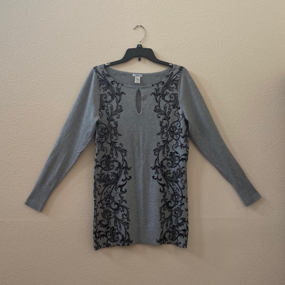 NWOT Cache Gray Keyhole Sweater